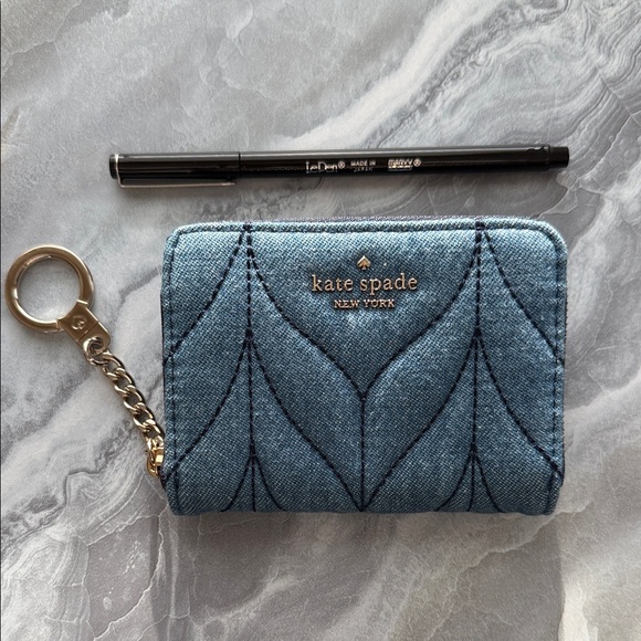 kate spade Handbags - kate spade Denim Quilted Card Wallet with Gold Key Ring